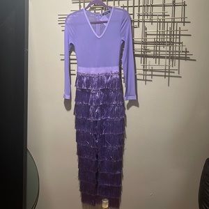 Banjul Lavender Mesh Fringe Jumpsuit